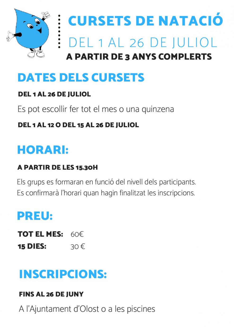 Cursets de natació a les Piscines Municipals
